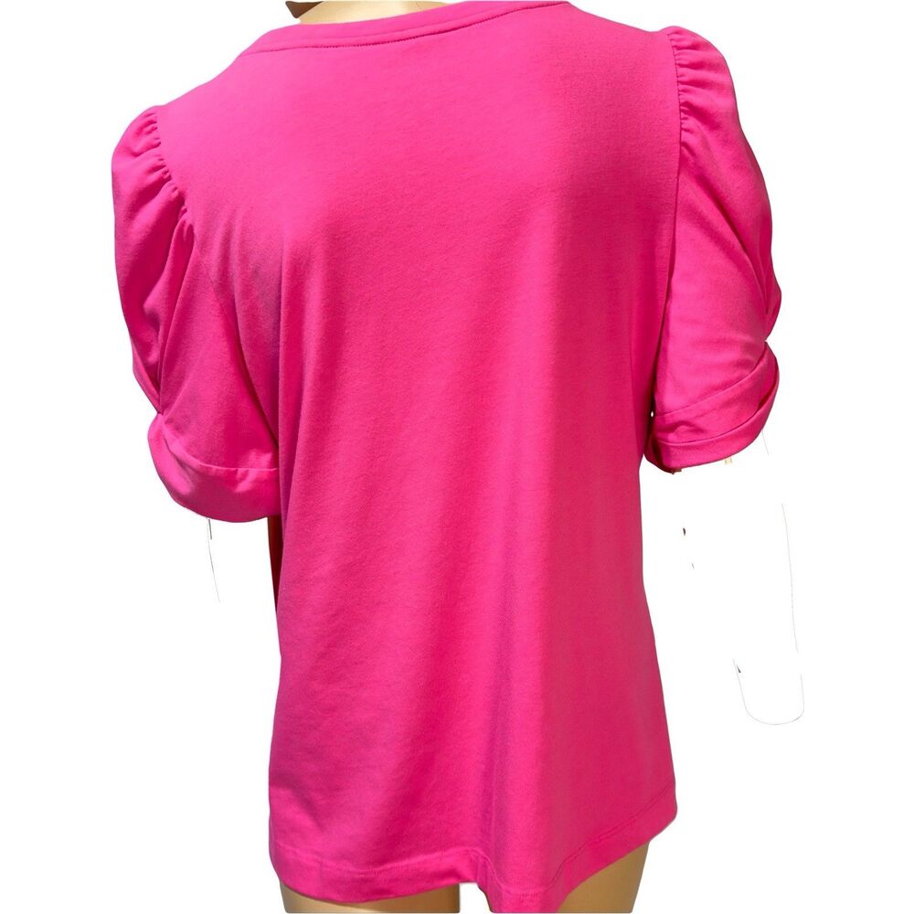 Lilly Pulitzer Jessie Top Womens Size XL Pink Square Neck Short Sleeve - Picture 3 of 7